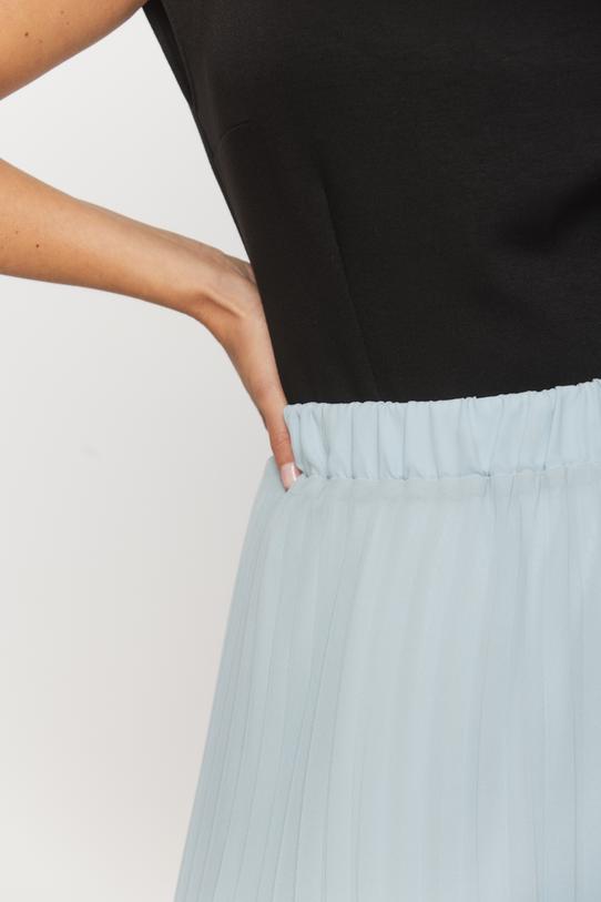 Pleated blue skirt with elastic waist - 4