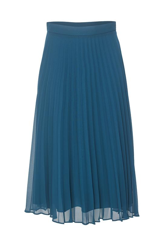 Plisowana spódnica midi z morskiego zwiewnego materiału - 1