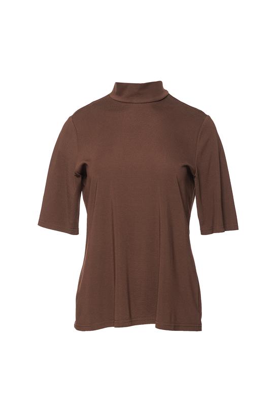Półgolf z brązowej jednolitej dzianiny wiskozowej - 1