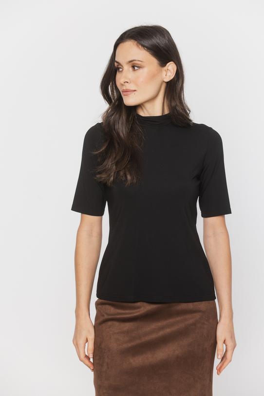 Półgolf z czarnej jednolitej dzianiny wiskozowej - 2