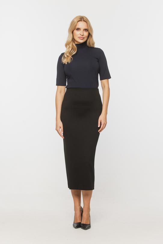 Wizualizacja Półgolf z granatowej jednolitej dzianiny wiskozowej