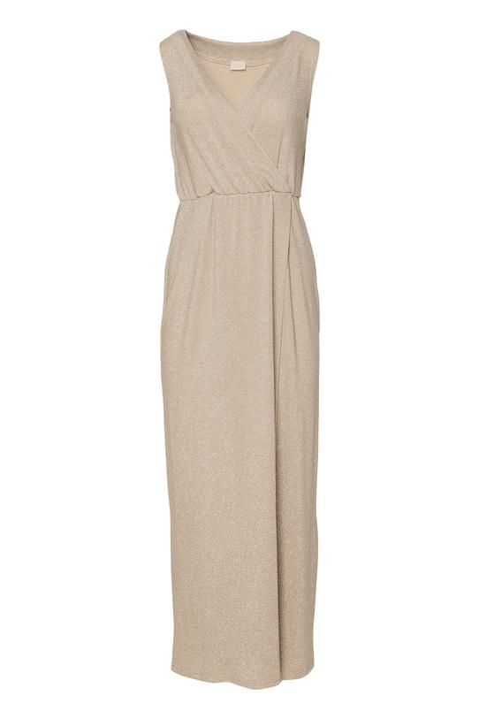 Połyskująca długa sukienka z kopertowym dekoltem - 1