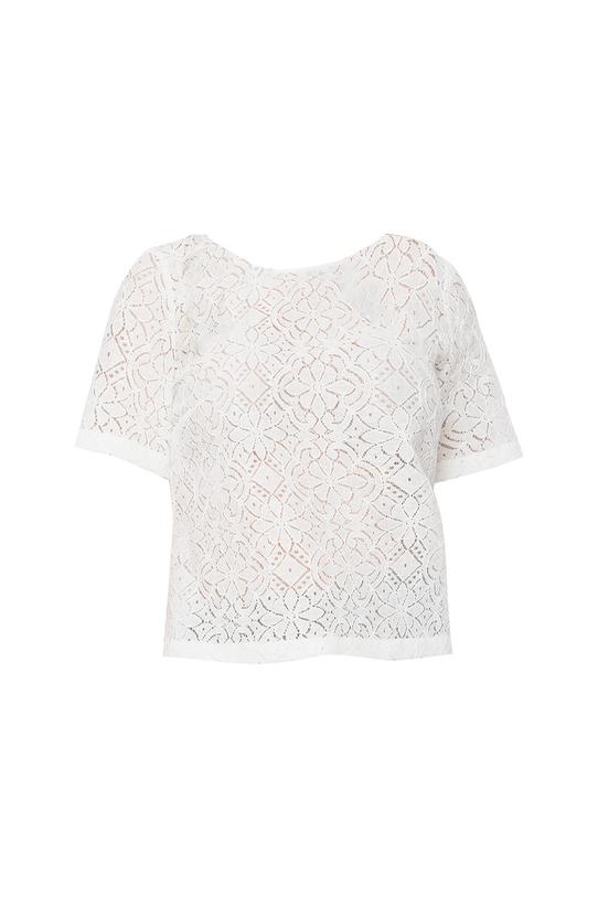 Prosta biała bluzka z bawełnianej koronki - 1
