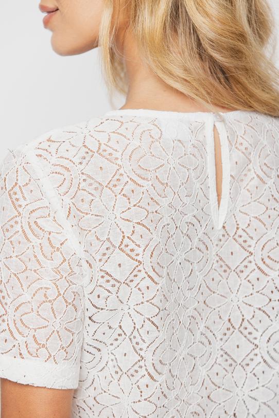 Prosta biała bluzka z bawełnianej koronki - 5