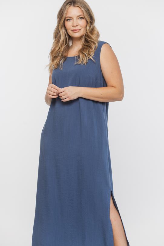 Prosta letnia sukienka w kolorze denim - 3