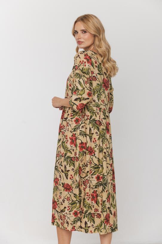 Prosta sukienka z rękawem nietoperz i marszczeniem w talii - 3