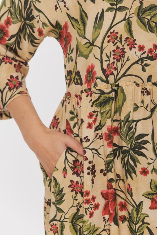 Prosta sukienka z rękawem nietoperz i marszczeniem w talii - 5