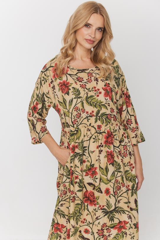 Prosta sukienka z rękawem nietoperz i marszczeniem w talii - 6