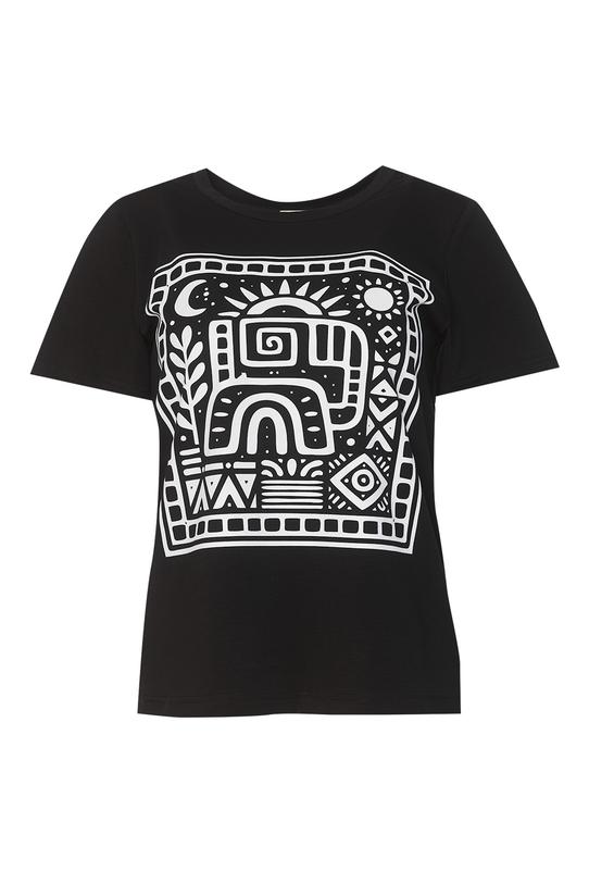 Prosty bawełniany t-shirt z nadrukiem - 1