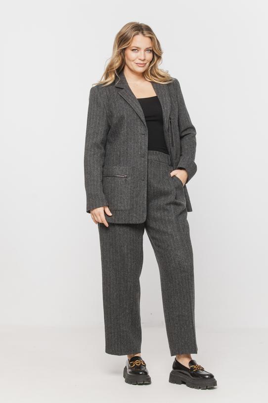 Prosty żakiet w jodełkę z dodatkiem wełny - 2