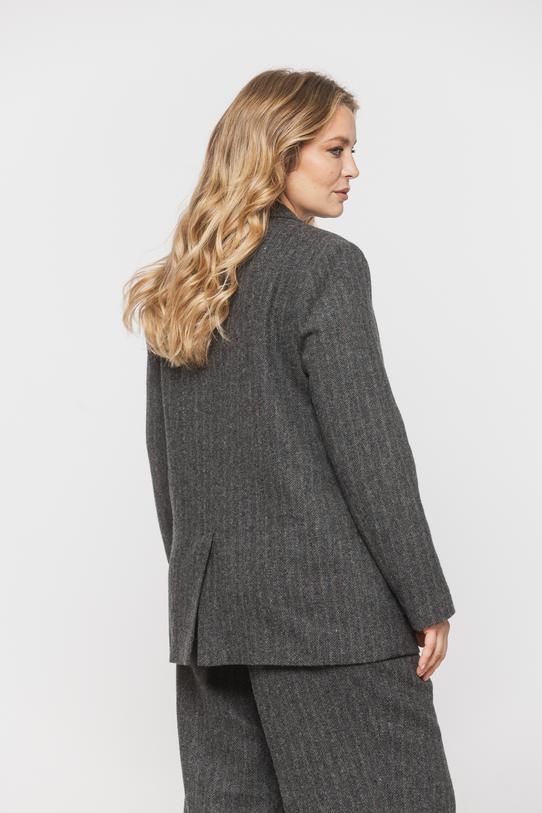 Prosty żakiet w jodełkę z dodatkiem wełny - 4