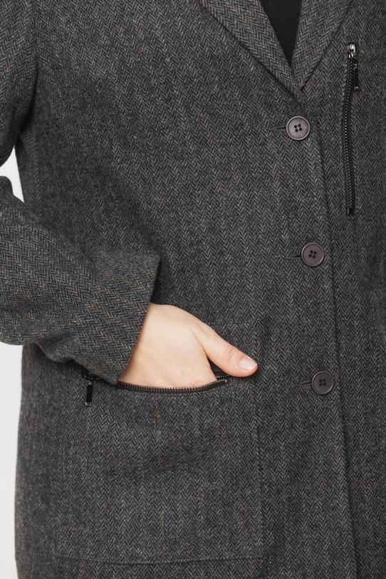 Prosty żakiet w jodełkę z dodatkiem wełny - 6