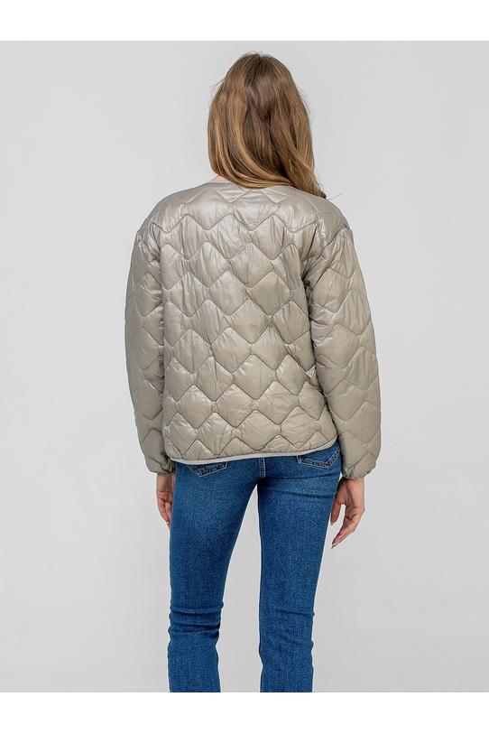 Przejściowa kurtka z pikowanej beżowej tkaniny - 1