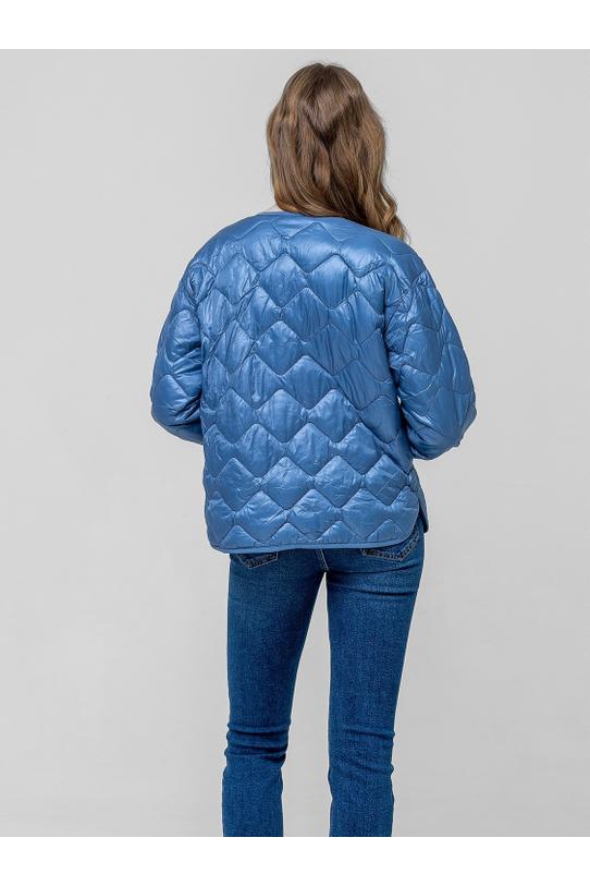 Przejściowa kurtka z pikowanej niebieskiej tkaniny - 4