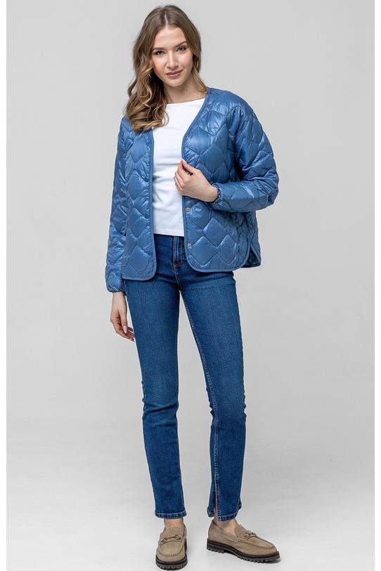 Przejściowa kurtka z pikowanej niebieskiej tkaniny - 1