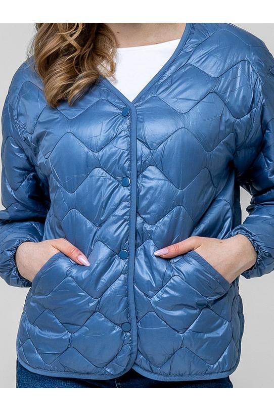 Przejściowa kurtka z pikowanej niebieskiej tkaniny - 5
