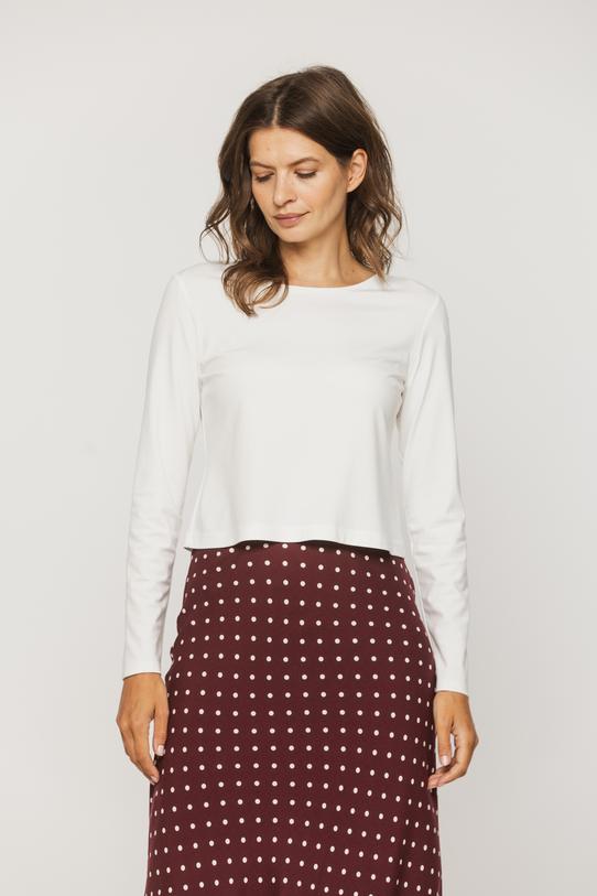 Krótka bluzka w kolorze ecru z długim rękawem - 2