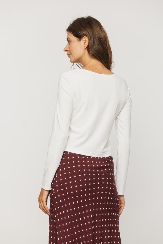 Krótka bluzka w kolorze ecru z długim rękawem - 3