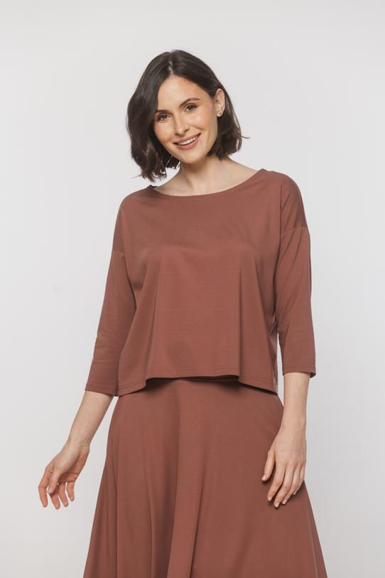 Wizualizacja Pudełkowa bluzka z dopasowanym rękawem 3/4