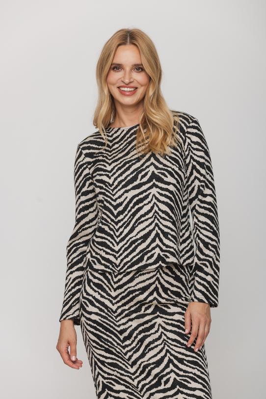 Wizualizacja Pudełkowa bluzka z grubej mięsistej dzianiny o wzorze zebry