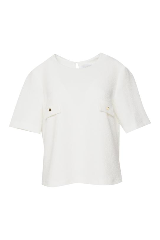 Pudełkowa kremowa bluzka z dzianiny boucle - 1