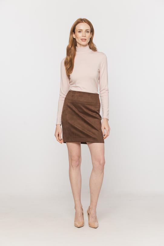 A powder-coloured, stretchy turtleneck made from a delicately ribbed knit - 1