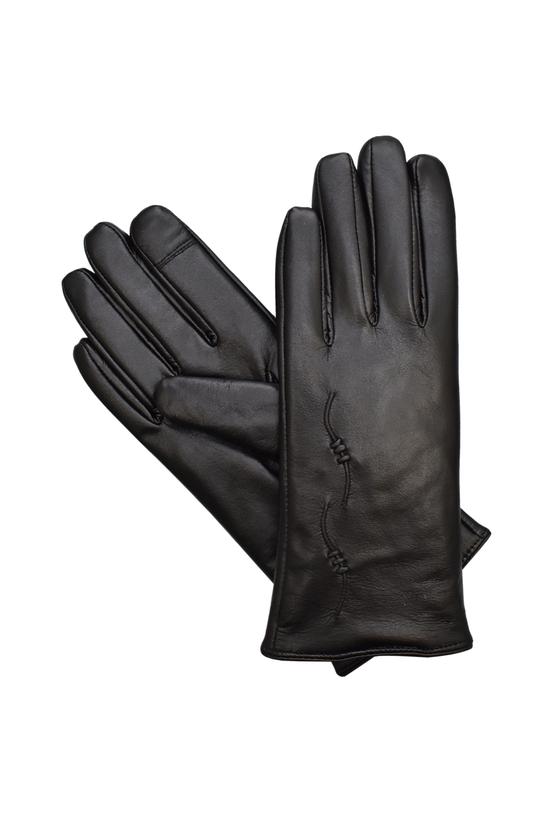 common:product-alt-prefix Black leather gloves with delicate decoration