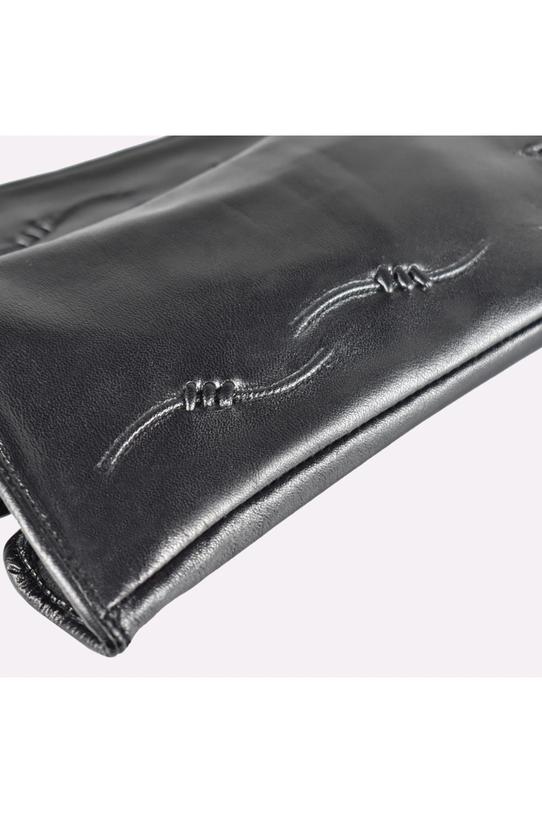 Black leather gloves with delicate decoration - 4