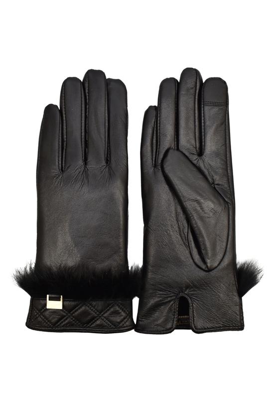 Black leather gloves with elegant fur - 2