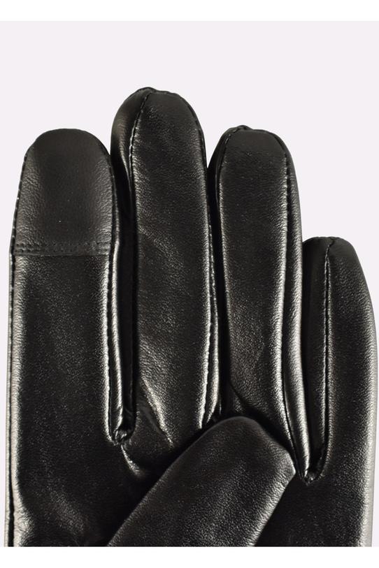 Black leather gloves with elegant fur - 4