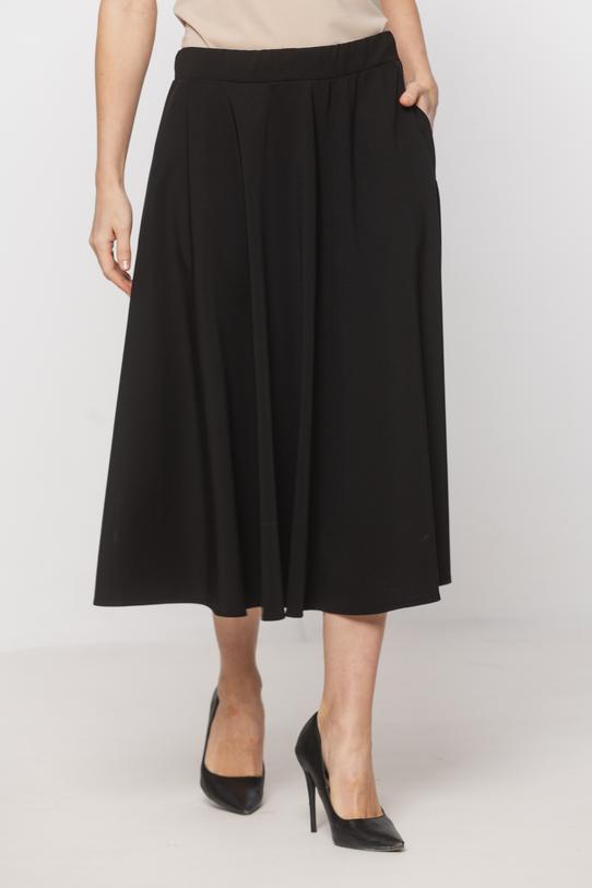 Rozkloszowana dzianinowa spódnica z kieszeniami - 2