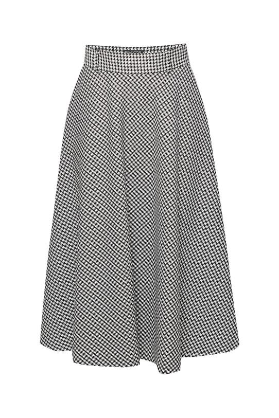 Rozkloszowana spódnica czarno-białą pepitkę - 1