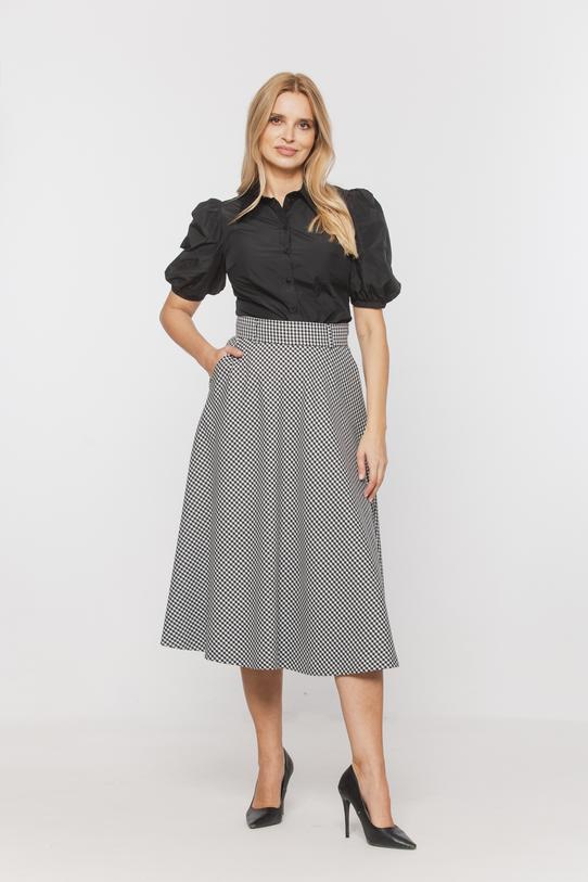 Wizualizacja Rozkloszowana spódnica czarno-białą pepitkę