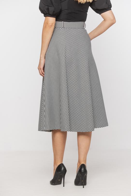 Rozkloszowana spódnica czarno-białą pepitkę - 3