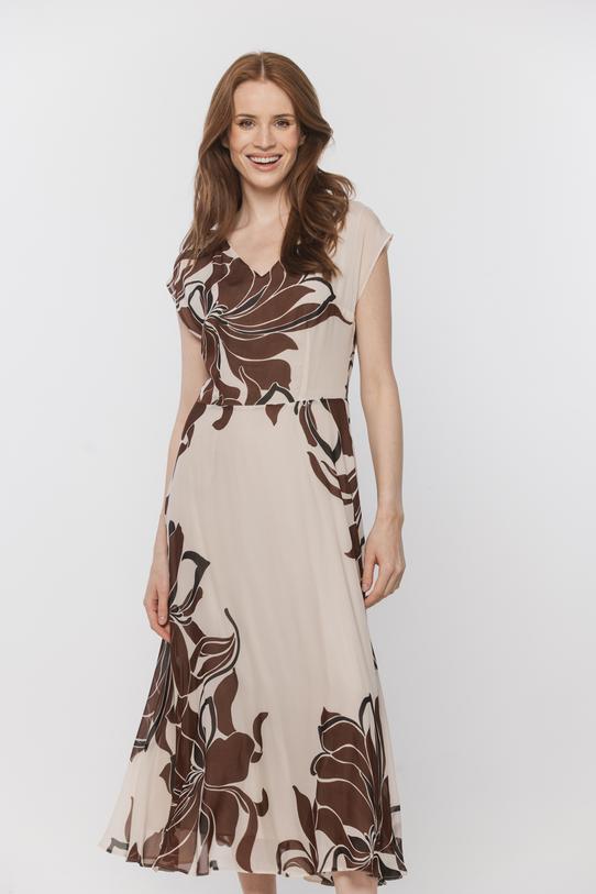 Rozkloszowana sukienka midi ze zwiewnej wiskozy - 3