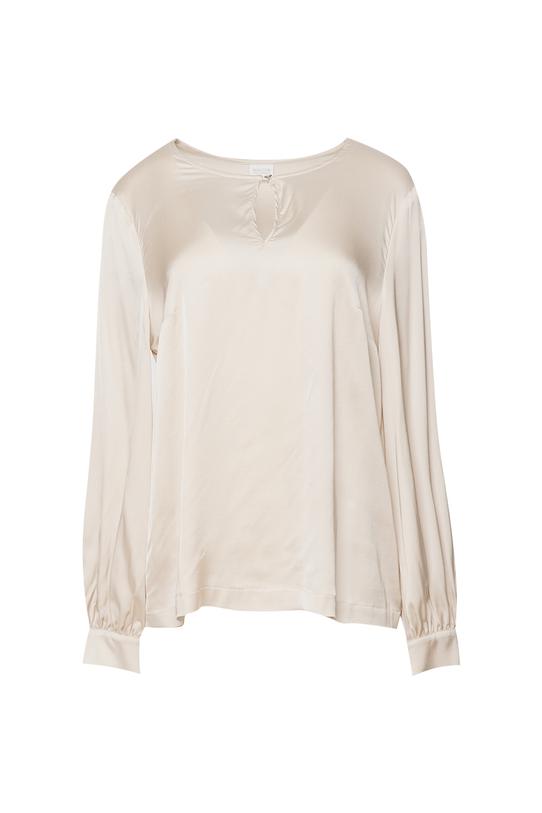 Satynowa beżowa bluzka w eleganckim stylu - 1