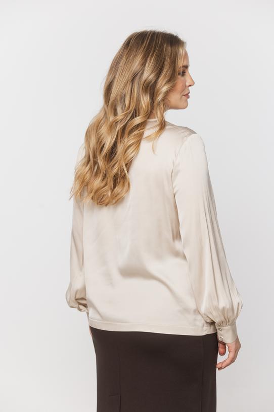 Satynowa beżowa bluzka w eleganckim stylu - 5