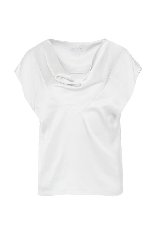 Satynowa bluzka w jasnym odcieniu z dekoltem typu woda - 1