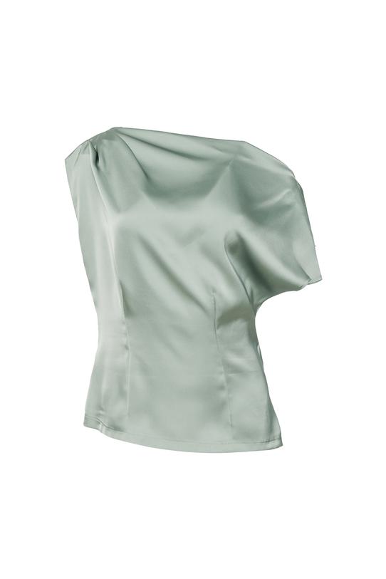 Satynowa kobieca bluzka z opadającym dekoltem - 1