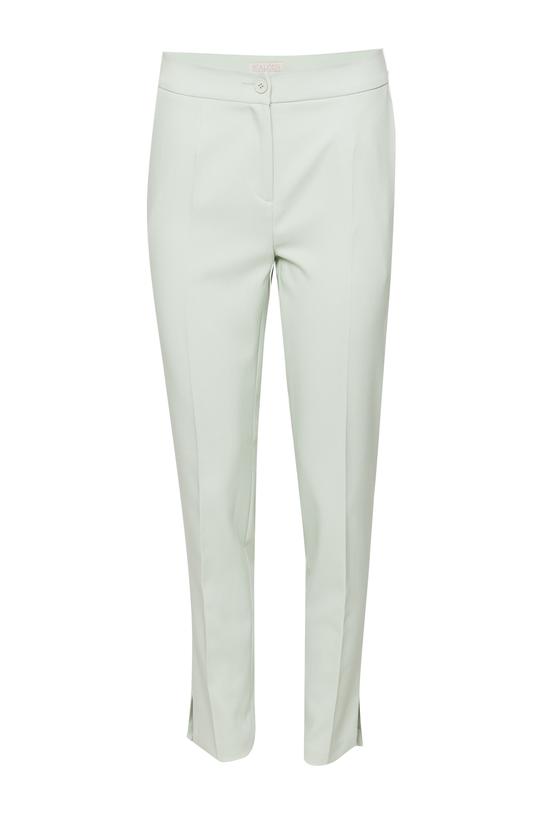 Seledynowe spodnie w kant z kieszeniami - 1