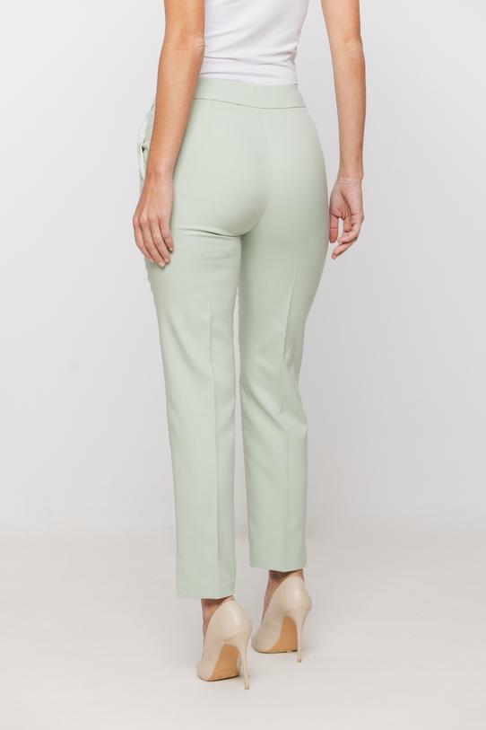 Seledynowe spodnie w kant z kieszeniami - 4