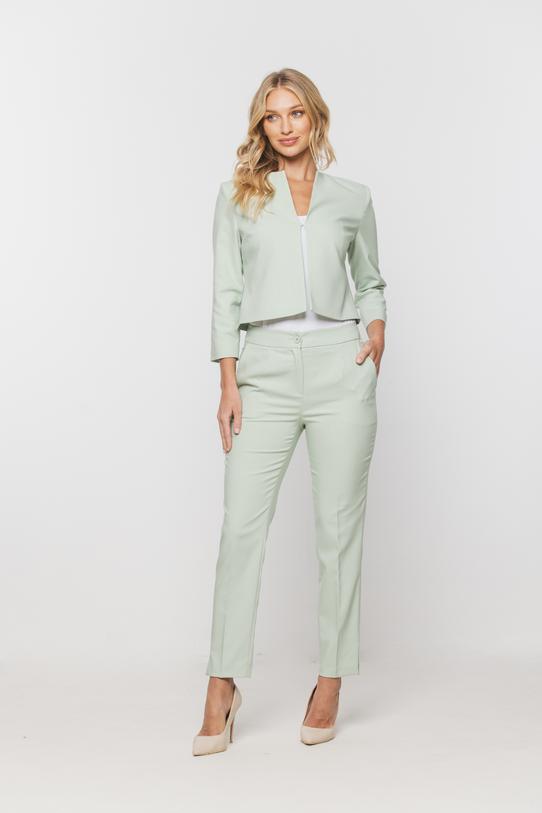 Wizualizacja Seledynowe spodnie w kant z kieszeniami