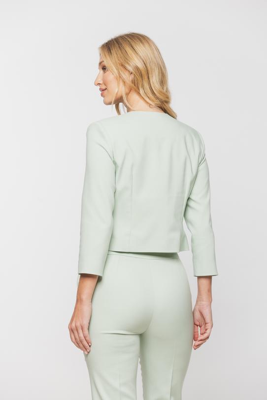 Seledynowy krótki żakiet zapinany na haftkę - 3