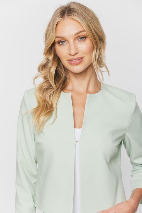 Seledynowy krótki żakiet zapinany na haftkę - 4