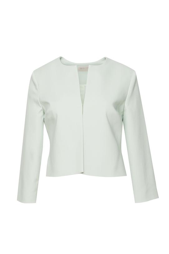 Seledynowy krótki żakiet zapinany na haftkę - 1