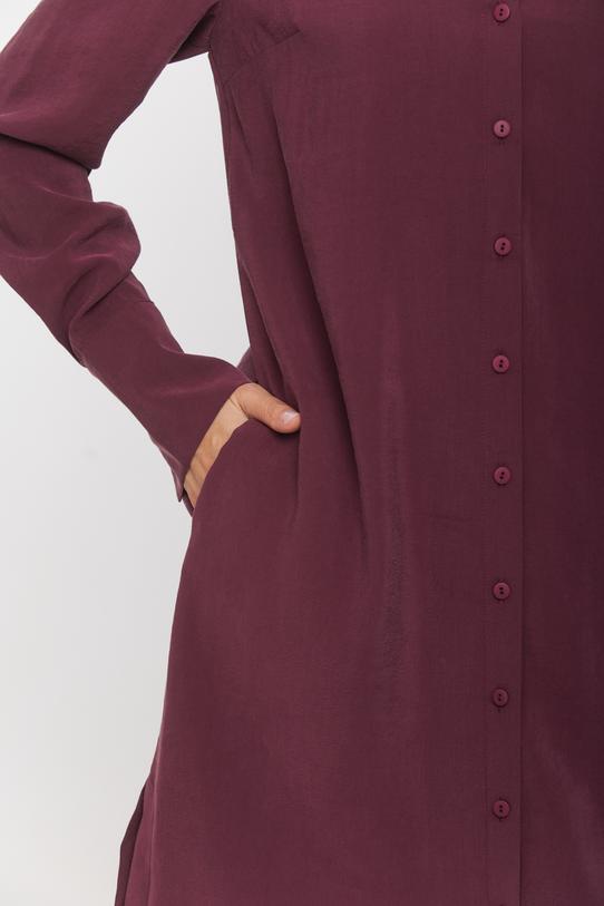 Śliwkowa koszulowa sukienka z  tkaniny modalowej - 6