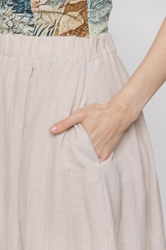 Spódnica bombka z naturalnej beżowej tkaniny - 4