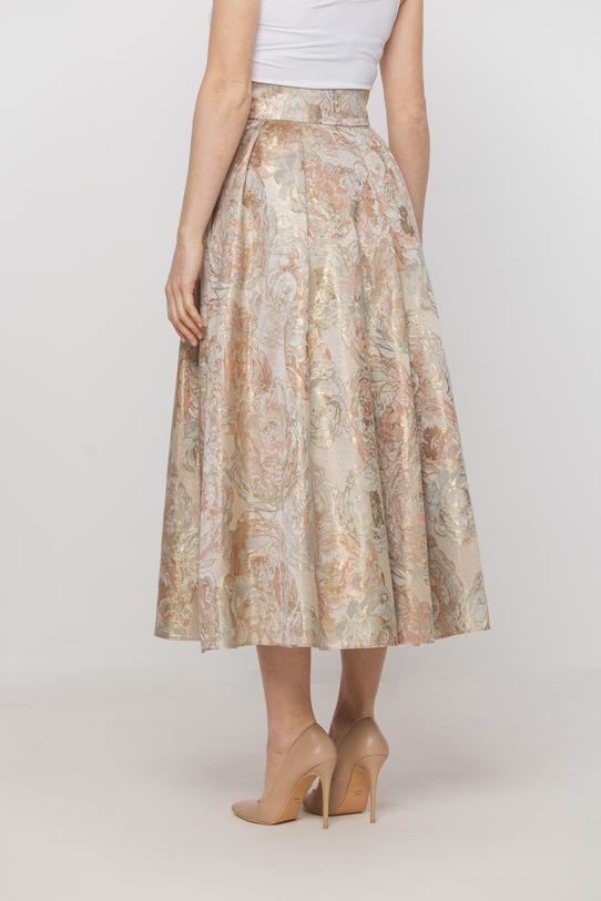 Spódnica midi z błyszczącej tkaniny żakardowej - 3