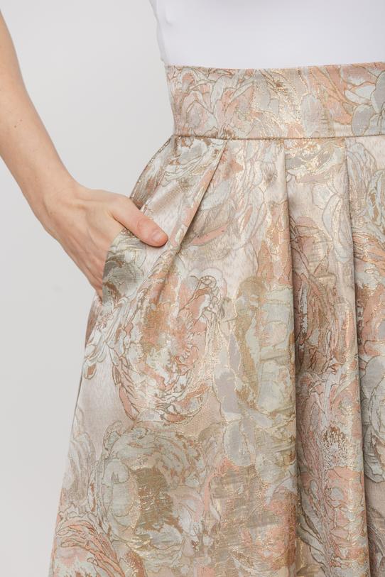 Spódnica midi z błyszczącej tkaniny żakardowej - 4