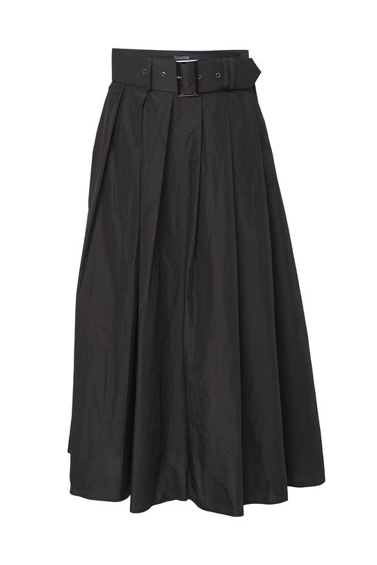 Spódnica midi z lekko błyszczącej czarnej tafty - 1